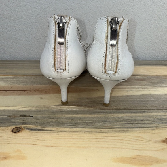 Enzo Angiolini White Leather Strappy Sandals Kitten Heel Zip Gladiator Size 7 - Picture 5 of 16